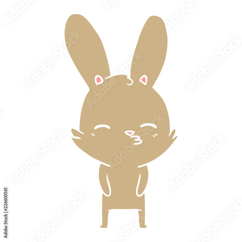 curious bunny flat color style cartoon