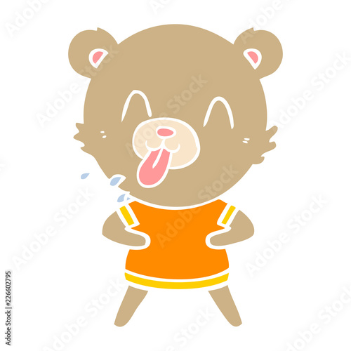 rude flat color style cartoon bear