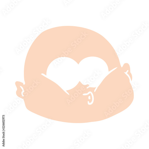 flat color style cartoon curious bald man