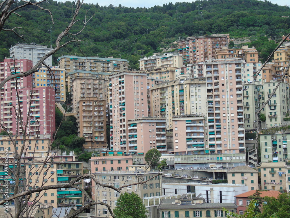 An amazing photography of some public housing in Genova built in the 60s over hills of the city
