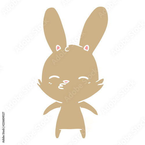 curious bunny flat color style cartoon