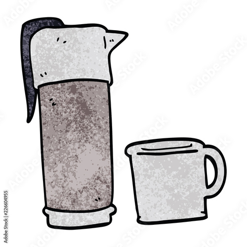 cartoon doodle coffee thermos