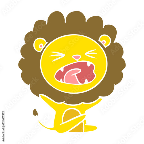 flat color style cartoon lion throwing tantrum