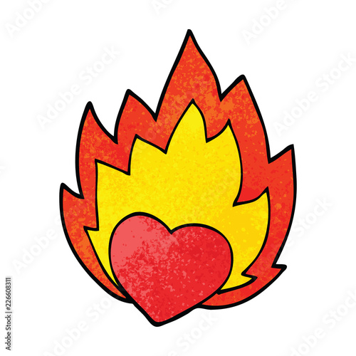 cartoon doodle flaming heart