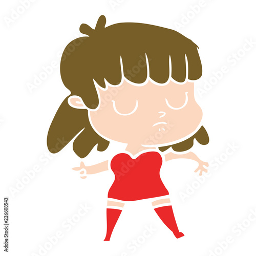 flat color style cartoon indifferent woman