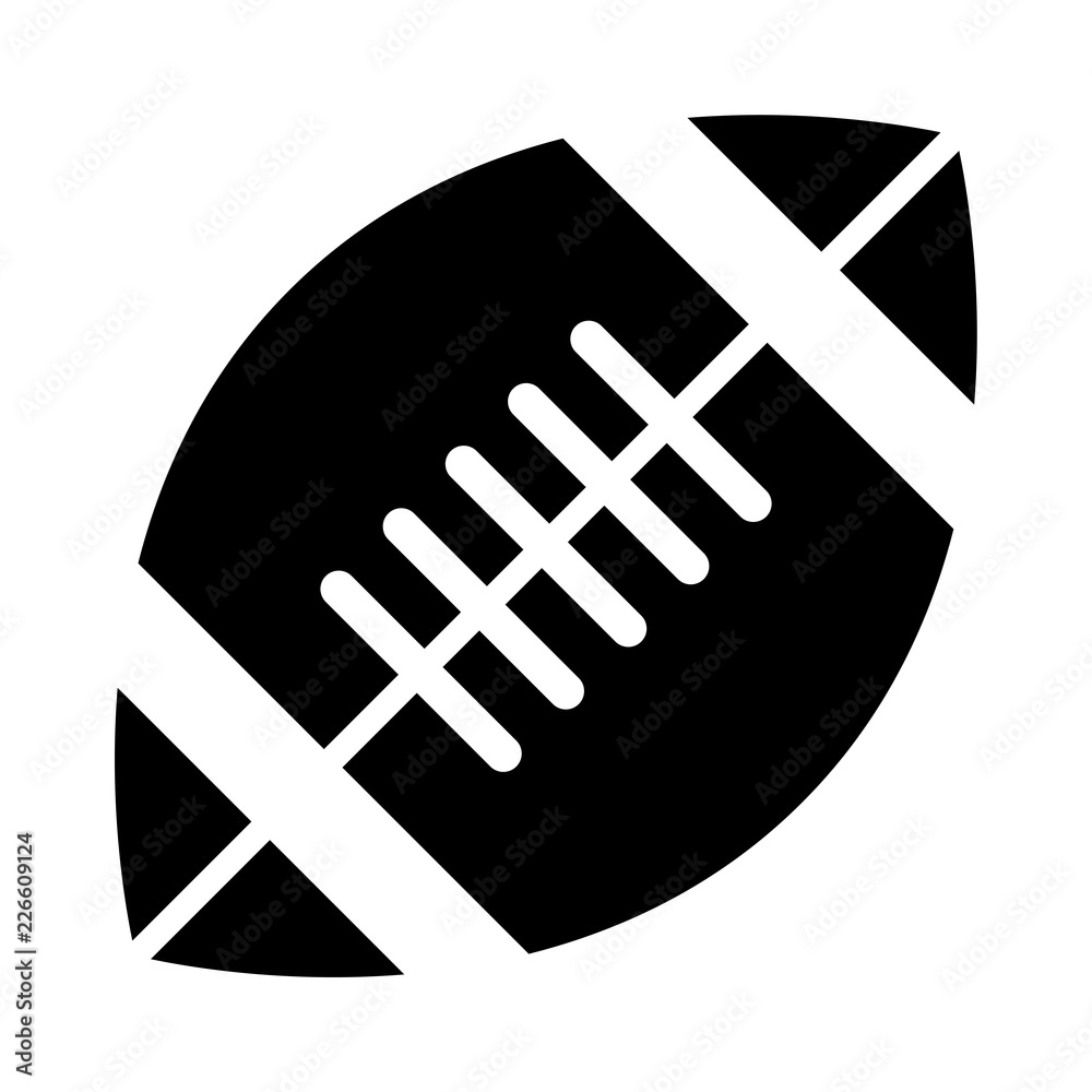 Simple, flat, black silhouette football (American) icon. Isolated on white  Stock Vector | Adobe Stock