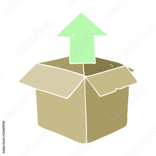 flat color illustration of a cartoon unpacking a box