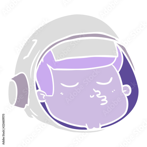 flat color style cartoon astronaut face