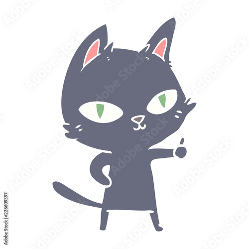 flat color style cartoon cat staring