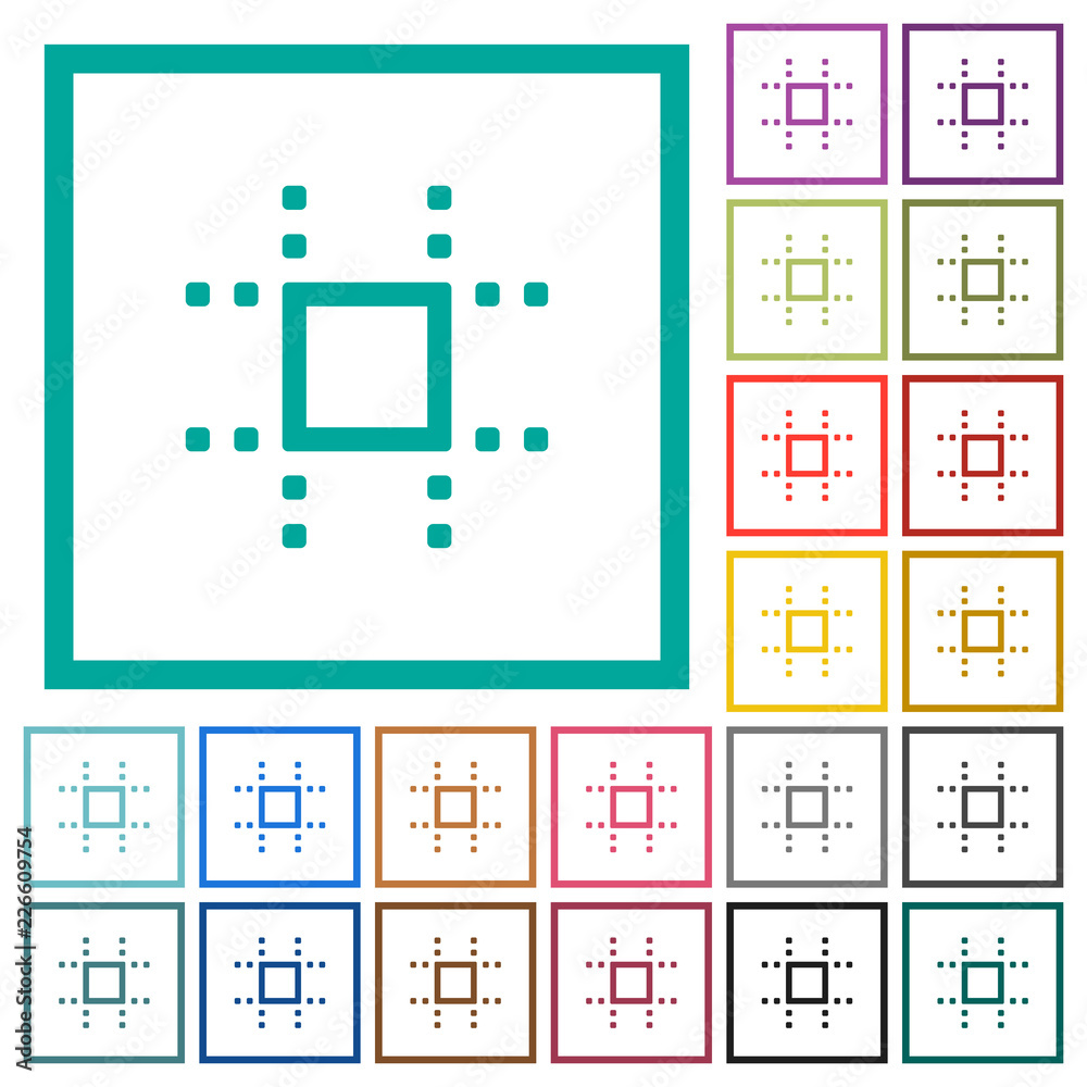 Snap to grid flat color icons with quadrant frames