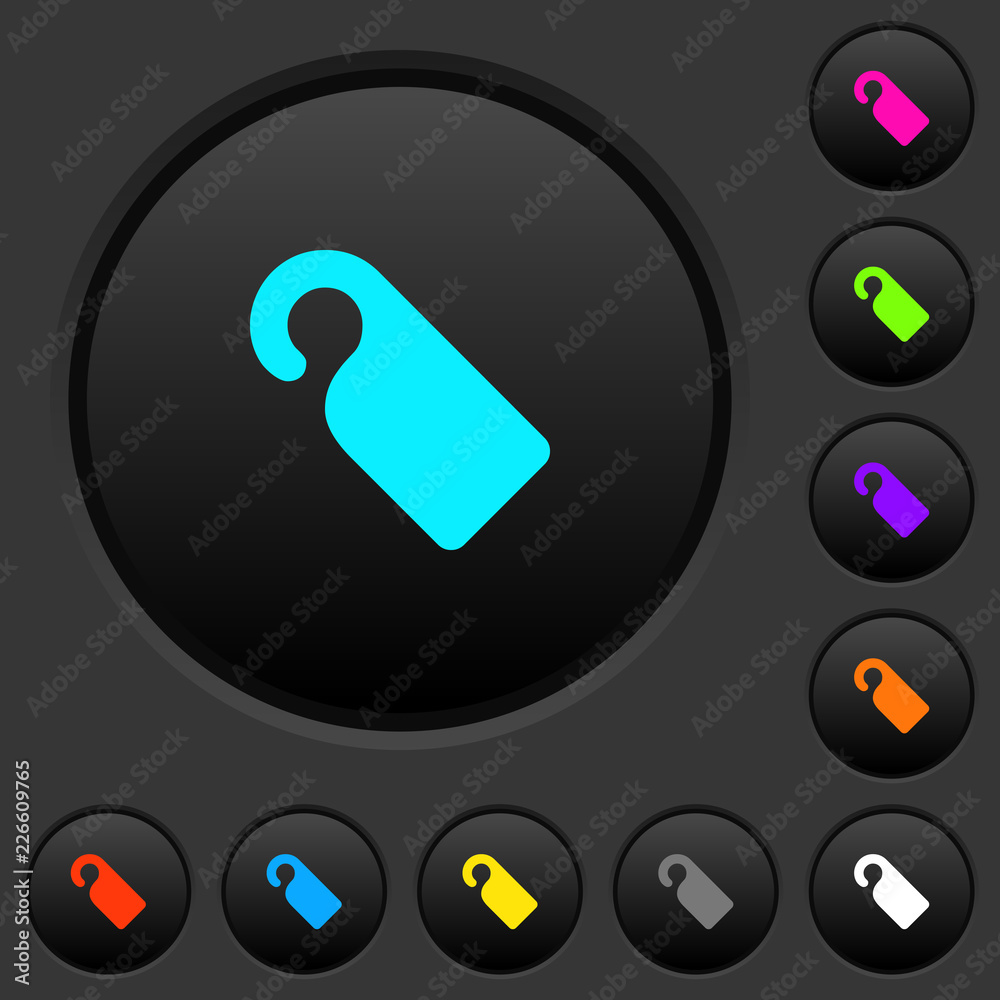 Do not disturb sign dark push buttons with color icons Do not disturb sign dark push buttons with color icons