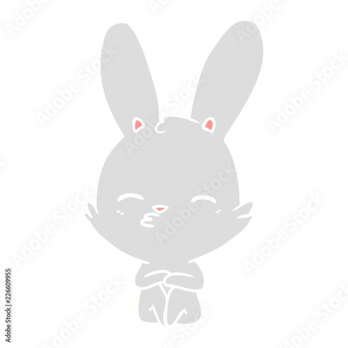 curious bunny flat color style cartoon