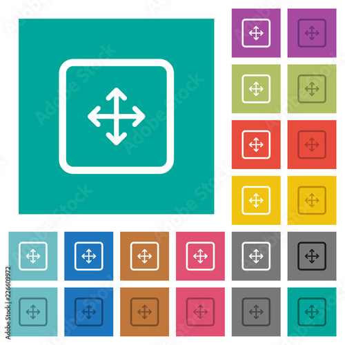 Drag object square flat multi colored icons
