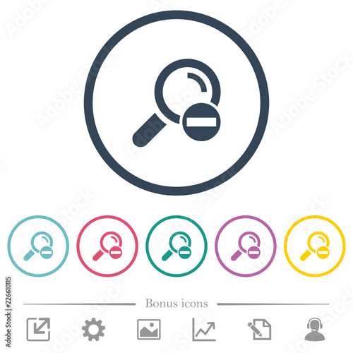 Remove search term flat color icons in round outlines