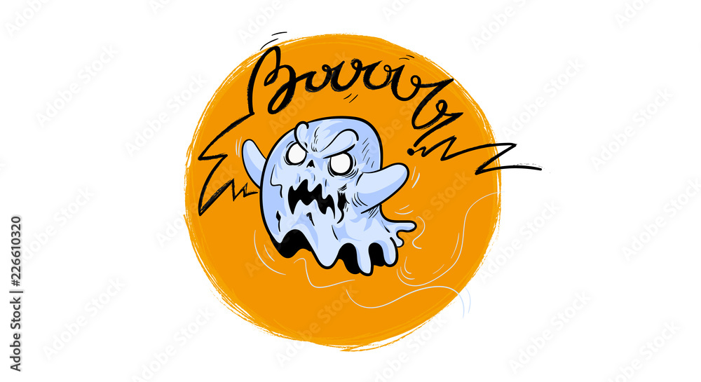 Fototapeta premium Angry ghost typography Fashion slogan for t-shirt print, vector illustration booo