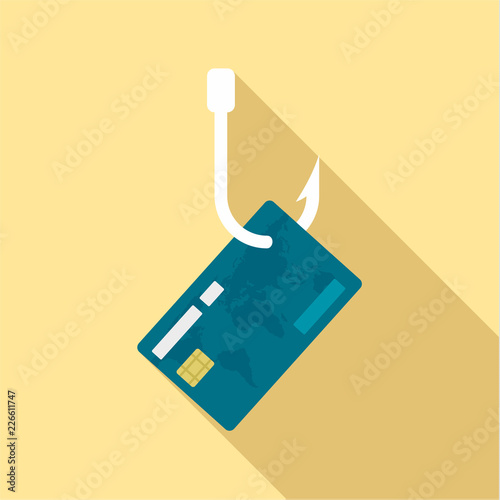 Phishing credit card icon. Flat illustration of phishing credit card vector icon for web design