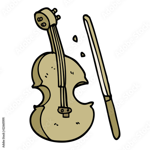 cartoon doodle violin and bow