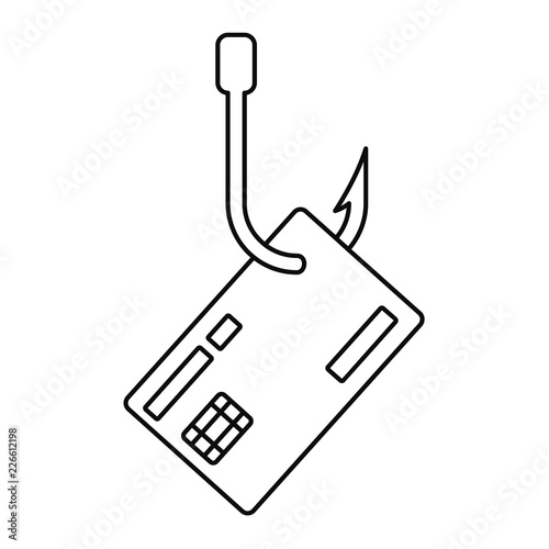 Phishing credit card icon. Outline illustration of phishing credit card vector icon for web design isolated on white background