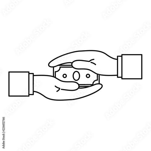 Two hand bribery money icon. Outline illustration of two hand bribery money vector icon for web design isolated on white background