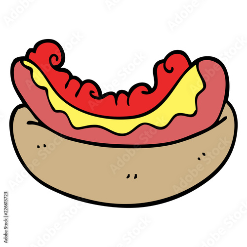 cartoon doodle hotdog in a bun