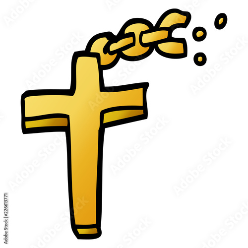cartoon doodle crucifix on chain