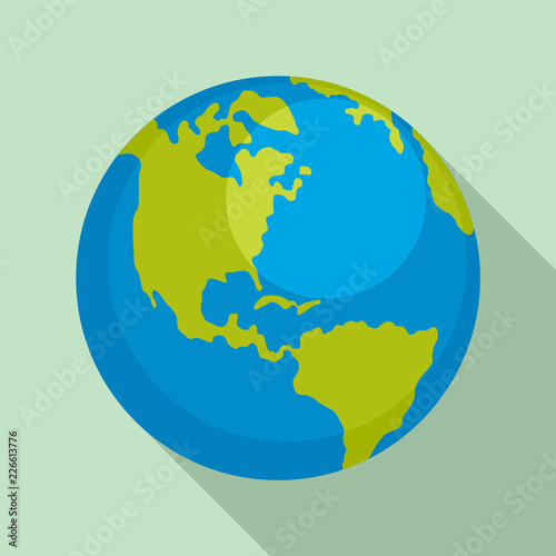 Earth planet icon. Flat illustration of earth planet vector icon for web design
