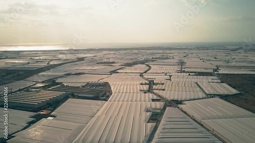 Aerial view of huge greenhouse farms near Almeria, Spain