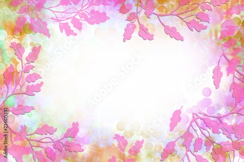Lovely creative Dimensional soft focus leaves on abstract blurred background with isolated text space 