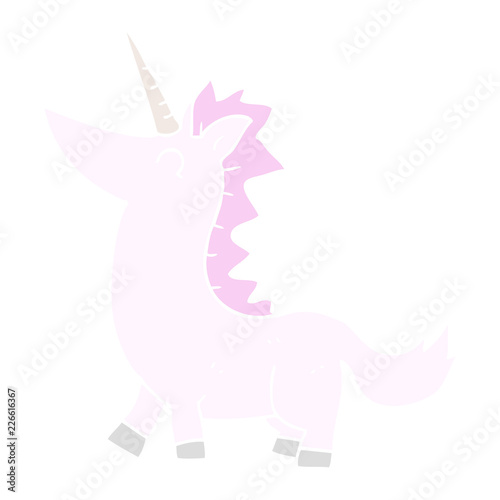 flat color illustration of a cartoon unicorn