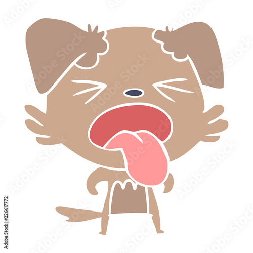 flat color style cartoon disgusted dog