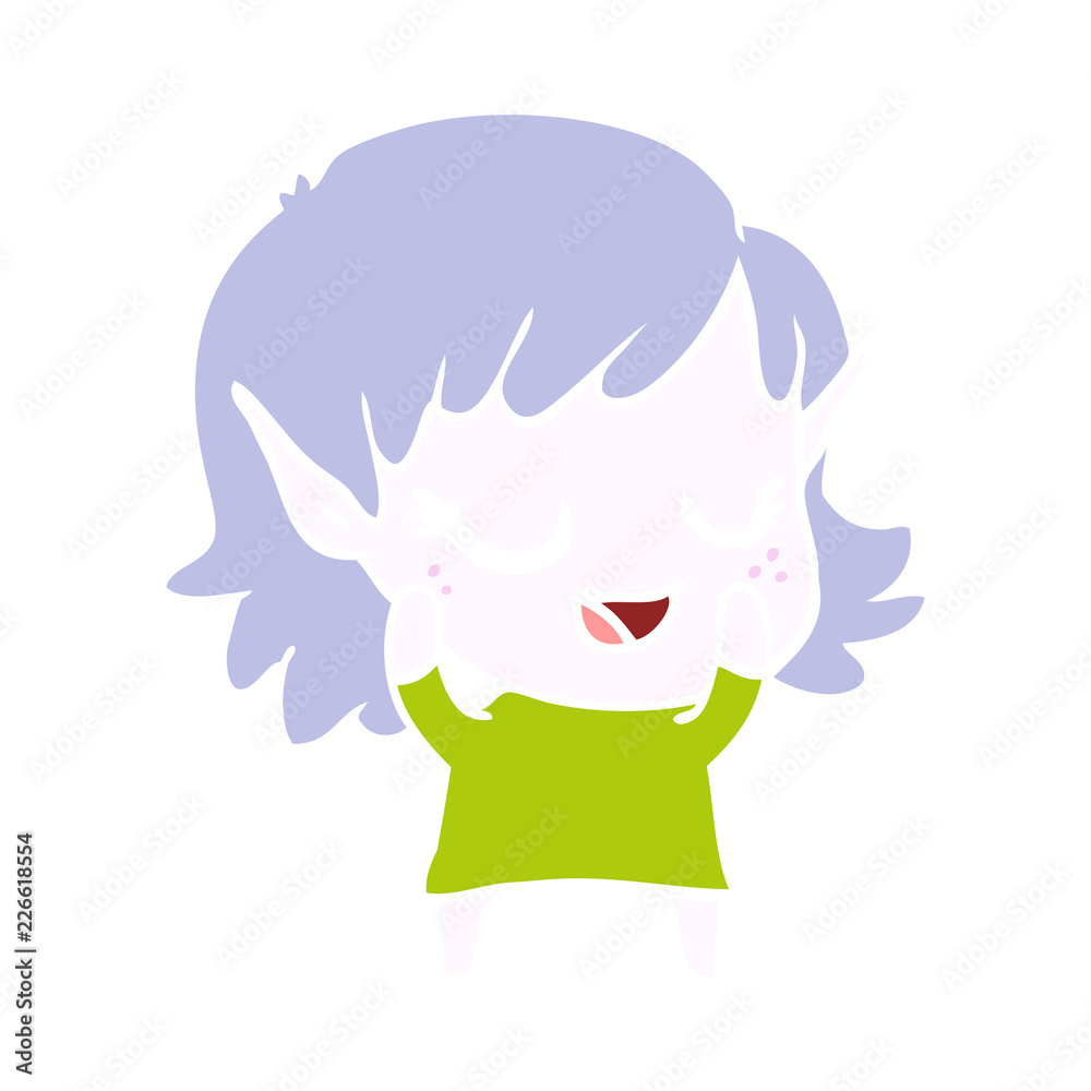 happy flat color style cartoon elf girl happy flat color style cartoon elf girl