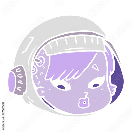 flat color style cartoon astronaut face