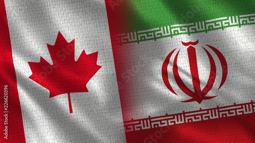 Canada and Iran - 3D illustration Two Flag Together - Fabric Texture