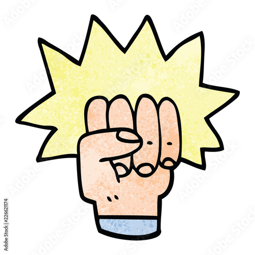 cartoon doodle punching fist