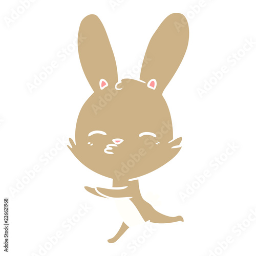 curious bunny flat color style cartoon