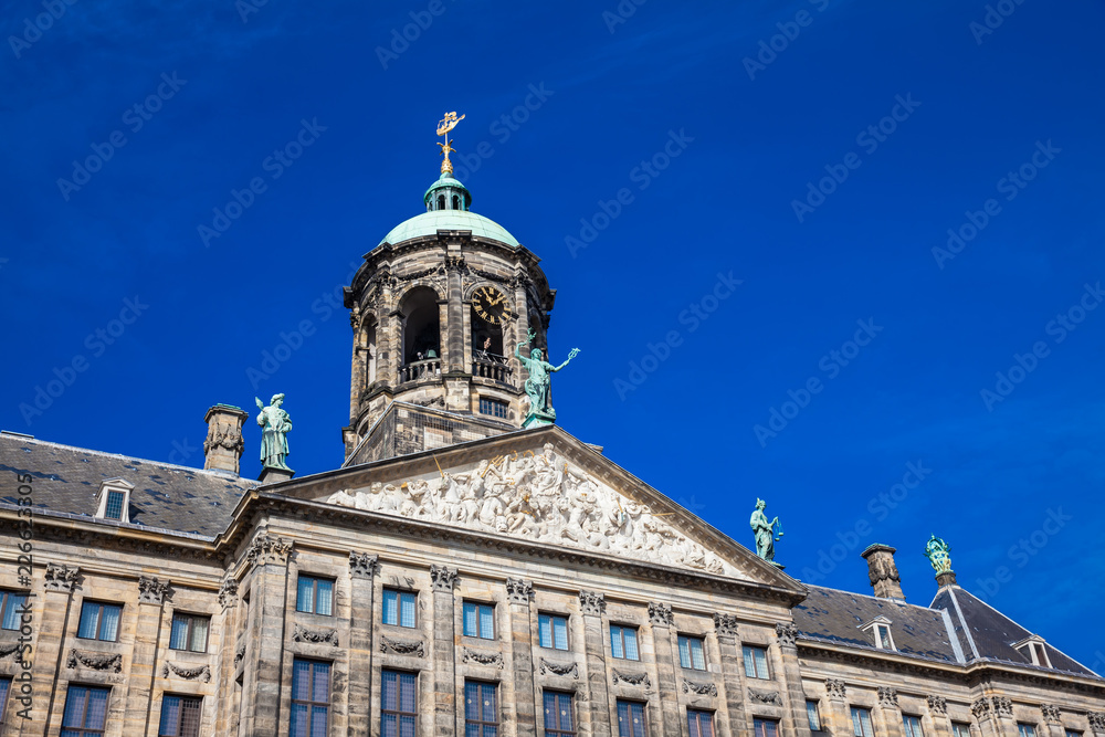 Detail of the Royal Palace of Amsterdam located at Dam Square