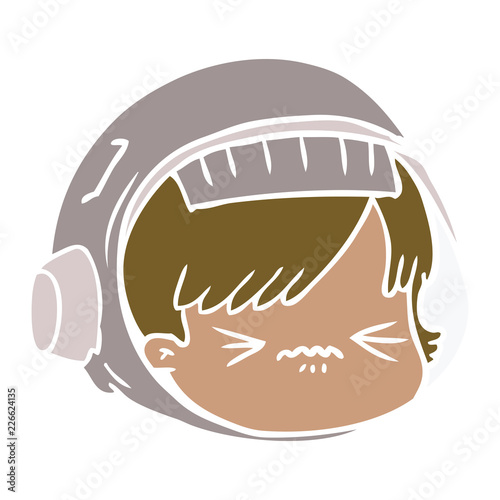 flat color style cartoon stressed astronaut face