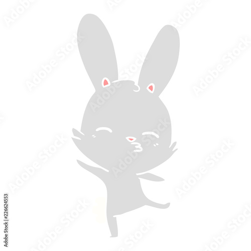 curious bunny flat color style cartoon
