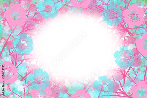 Beautiful original abstract  pastel colored floral frame with leaves, flowers and soft blurred background for invitation, cards, text ready space