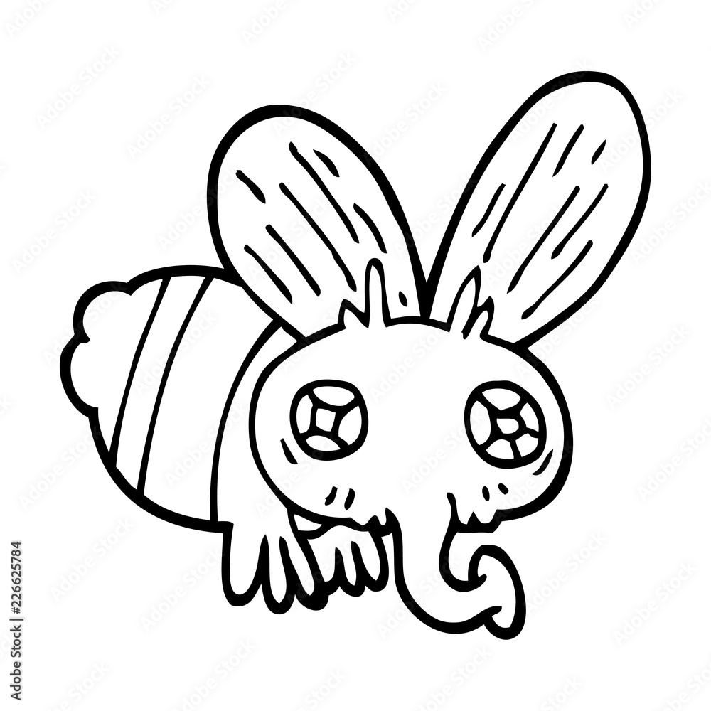 line drawing cartoon of a fly