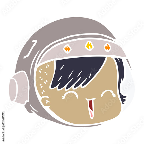 flat color style cartoon happy astronaut face