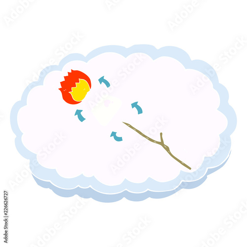 flat color illustration of a cartoon toasted marshmallow process