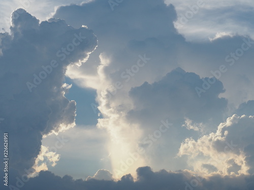 Sky and clouds with evening light. The moment of happiness and freedom is heaven.