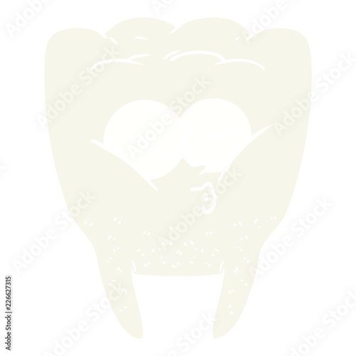 flat color style cartoon whistling tooth