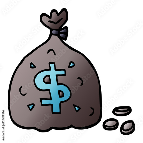 cartoon doodle bag of dollars