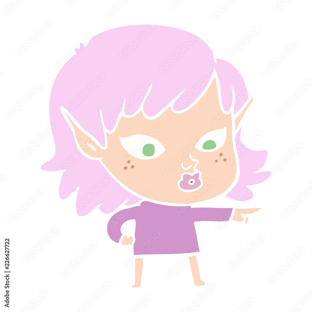 pretty flat color style cartoon elf girl pretty flat color style cartoon elf girl