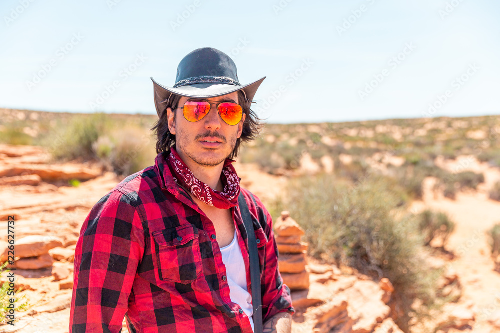 Man in desert of Utah Man in desert of Utah