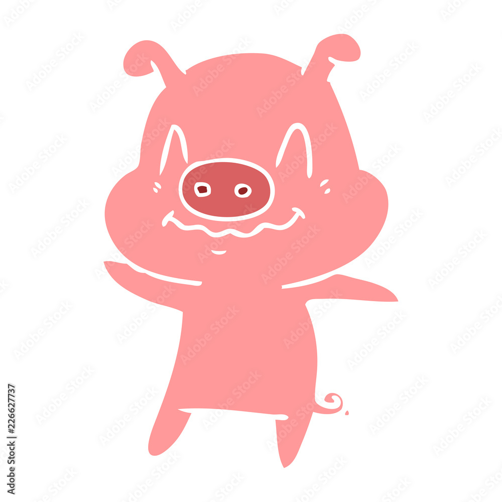nervous flat color style cartoon pig nervous flat color style cartoon pig