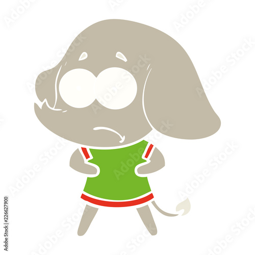 flat color style cartoon unsure elephant