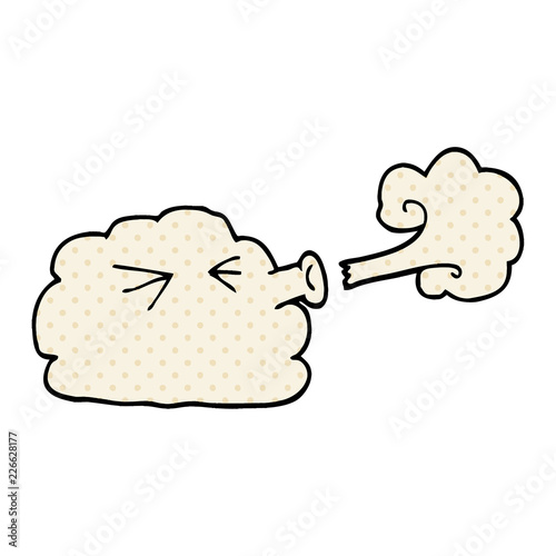 cartoon doodle cloud blowing a gale